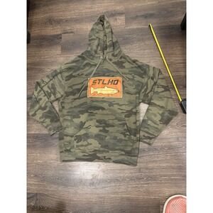 STLHD Men's Woodlands Camo Standard Hoodie Size Large Fishing